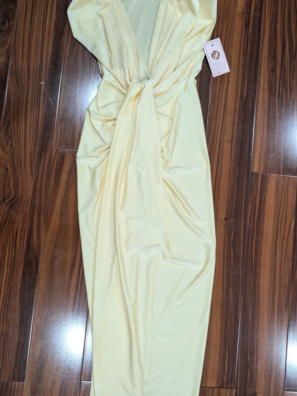 Twist-Front Pale Yellow Maxi Dress — Women